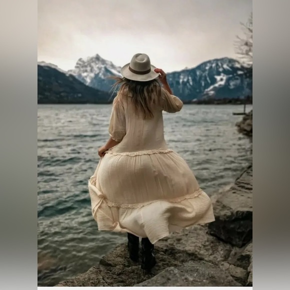 ZARA ~ ✨ Bloggers favourite ✨ MIDI DRESS WITH PANELS in Vanilla - Picture 6 of 17